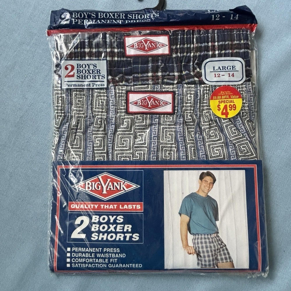 BIG YANK‎ Boys Boxer Shorts - 2 Pack - L (12-14 ) Vintage Deadstock New